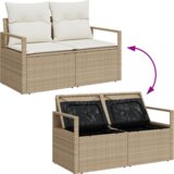 vidaXL 12-delni vrtni kavčni set z blazinami Bež Poli ratan Akacija | Shoptok.si