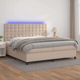  Krevet box spring madrac LED cappuccino 200x200cm umjetna koža Cijene