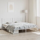 vidaXL Kovinski posteljni okvir z vzglavjem bel 180x200 cm Cene