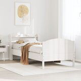 vidaXL Okvir kreveta s uzglavljem bijeli 100x200cm od masivne borovine | shoptok.hr