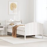 vidaXL Posteljni okvir brez vzmetnice bel 100x200 cm trdna borovina Cene