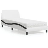 vidaXL Krevet s madracem bijelo-crni 90 x 200 cm od umjetne kože Cijene