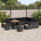  Set od 12 komada vrtnih sofa s jastučićima Crni poli ratan akacija | shoptok.hr