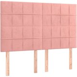 vidaXL Box spring postelja z vzmetnico roza 140x190 cm žamet | Shoptok.si