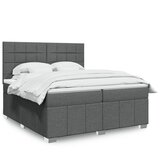 vidaXL Box spring postelja z vzmetnico temno siva 200x200 cm blago | Shoptok.si