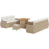  10-delni vrtni set s blazinami bež poli ratan akacija | Shoptok.si