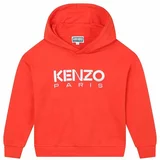 Kenzo Kids Otroški bombažen pulover rdeča barva, s kapuco