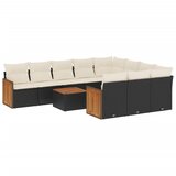  The Living Store Vrtna sedežna garnitura 11-delna z blazinami črn poli ratan - Vrtna Sedežna Garniture, (21451452) | Shoptok.si