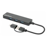 Manhattan USB-C HUB 4port 180863 3.2 G1+USB-C/5Gbps/Crni | ePonuda.com