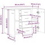  Komoda boja starog drva 88x30x64 cm od konstruiranog drva | shoptok.hr