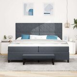 Box Postelja z vzmetnico z vzmetnico Temno siva 200 x 200 cm Žamet - - Siva - 99.64 - 200 x 200 cm - | Shoptok.si