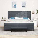 Box Spring Krevet s Madracem &amp Klupom Tamno Siva 200x200 cm Baršun | shoptok.hr