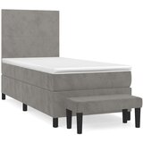 Box spring postelja z vzmetnico svetlo siva 80x200 cm žamet, (20791016) | Shoptok.si