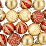  Set božićnih kuglica 30 kom. Zlatna i crvena Ø 6 cm Plastika | shoptok.hr