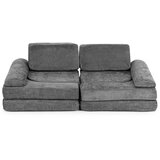 ECO TOYS dječja modularna sofa – siva chenille tkanina, sklopiva, 10 mekanih jastuka, za 2 osobe | shoptok.hr