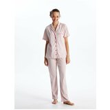 LC Waikiki Women's Pajamas Set with Shirt Collar Striped Short Sleeve cene