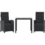  3-dijelni bistro set s jastucima crni od poliratana Crna Dužina stola 90 cm | Shoptok.si
