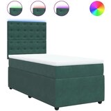 vidaXL Box spring postelja z vzmetnico temno zelen 90x190 cm žamet, (21307478) | Shoptok.si
