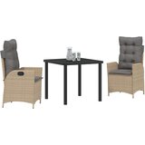 vidaXL set 3 kosov z blazinami, bež poli ratan | Shoptok.si