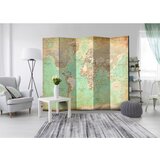 Artgeist Paravan Turquoise World Map, 5-Delni, Dvostranski | Shoptok.si