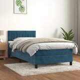 vidaXL Box spring postelja z vzmetnico temno modra 90x200 cm žamet Cene