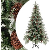 vidaXL Novoletna jelka s storži zelena in bela 225 cm PVC in PE Cene