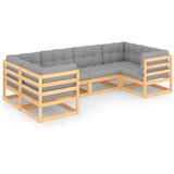 The Living Store Vrtna sedežna garnitura 6-delna z blazinami trdna borovina - Vrtna Sedežna Garnitura, (21461650) | Shoptok.si