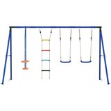  Set vanjskih ljuljački Šareni Čelik i PE - Plava 2x ljuljačka + ljestve + klizač | shoptok.hr