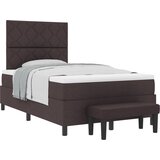 vidaXL Postelja s škatlo z vzmetnico in klopjo temno rjava 120x200 cm tkanina, (22082738) | Shoptok.si
