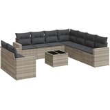  10-dijelni set vrtnih sofa poliratan s jastucima svijetlosivi | shoptok.hr