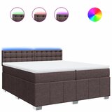 vidaXL Box spring postelja z vzmetnico temno rjav 200x200 cm blago, (21309273) | Shoptok.si