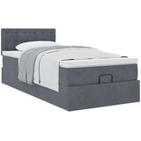 vidaXL Otomanski posteljni okvir z vzmetnico siv 90x200 cm žamet | Shoptok.si
