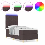  LED Box Spring Postelja Temno rjava 80 x 200 cm blago, (5000126314) | Shoptok.si