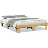 vidaXL posteljni okvir brez vzmetnice 140x190 cm masivni les hrast | Shoptok.si