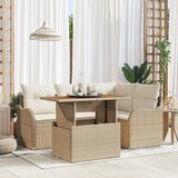 vidaXL 5-delni vrtni kavč set z blazinami bež poli ratan | Shoptok.si
