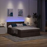  Otomanska postelja z vzmetnico & LEDs rjav 140x190 cm blago, (22011818) | Shoptok.si