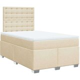 vidaXL Box spring postelja z vzmetnico krem 120x200 cm blago | Shoptok.si