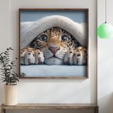 Wallxpert uramljena mdf slika DOS044-50, mladunče leoparda viri ispod ćebeta, 50 x 50 cm | Eponuda.com
