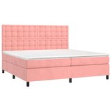  Box spring s madracem LED ružičasti 200x200cm baršunasti | shoptok.hr