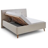 Meise Möbel Bež oblazinjena zakonska postelja s prostorom za shranjevanje z letvenim dnom 180x200 cm Madea – | Shoptok.si