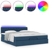 Otomanski krevet s madracem i LED plavi 180x200cm od tkanine | shoptok.hr