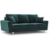 Cosmopolitan Design Modrozelena žametna raztegljiva sedežna garnitura s prostorom za shranjevanje 235 cm Kyoto – | Shoptok.si