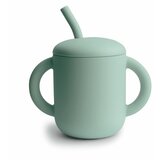 Mushie silikonski lonček s slamico training cup cambridge blue Cene