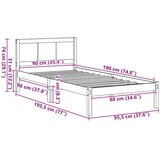  Krevetna konstrukcija Smeđa 90 x 190 cm Čvrsto borovo drvo | shoptok.hr