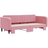  Dnevni krevet na razvlačenje ružičasti 90 x 200 cm baršunasti | shoptok.hr