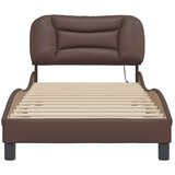  Okvir kreveta s LED svjetlima smeđi 90 x 190 cm od umjetne kože | shoptok.hr