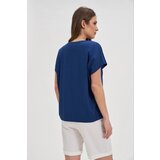 Marisse Navy Blue Cotton Blouse With Print | ePonuda.com
