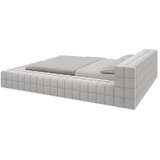 Makamii Svetlo siva oblazinjena zakonska postelja z letvenim dnom 160x200 cm Akela – | Shoptok.si