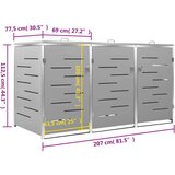  Spremište za tri kante za smeće 207 x 77 5 x 115 cm čelično | shoptok.hr