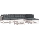 Maison Chic Seti vrtnega pohištva - Vrtna garnitura - Vrtni pohištvo set 7-delna z blazinami bela trdna borovina, (21803968) | Shoptok.si
